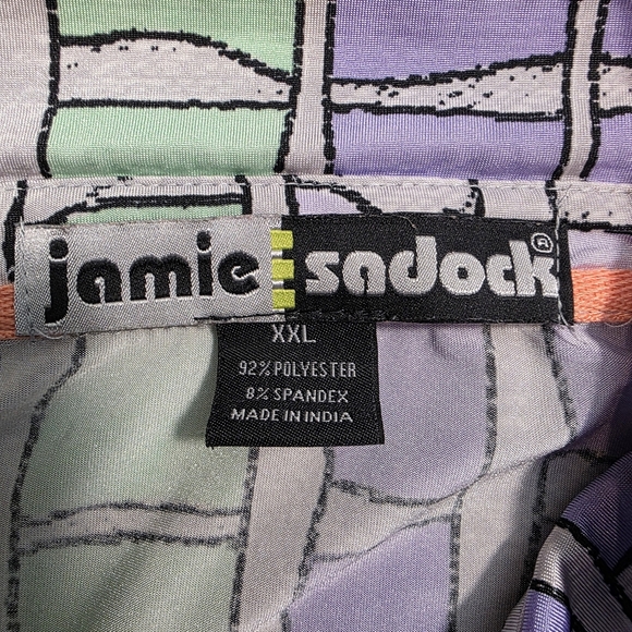 Jamie Sadock Plaid Sun Shield SPF 50 Cooltrex Golf Shirt Purple Green XXL EUC - Picture 3 of 13